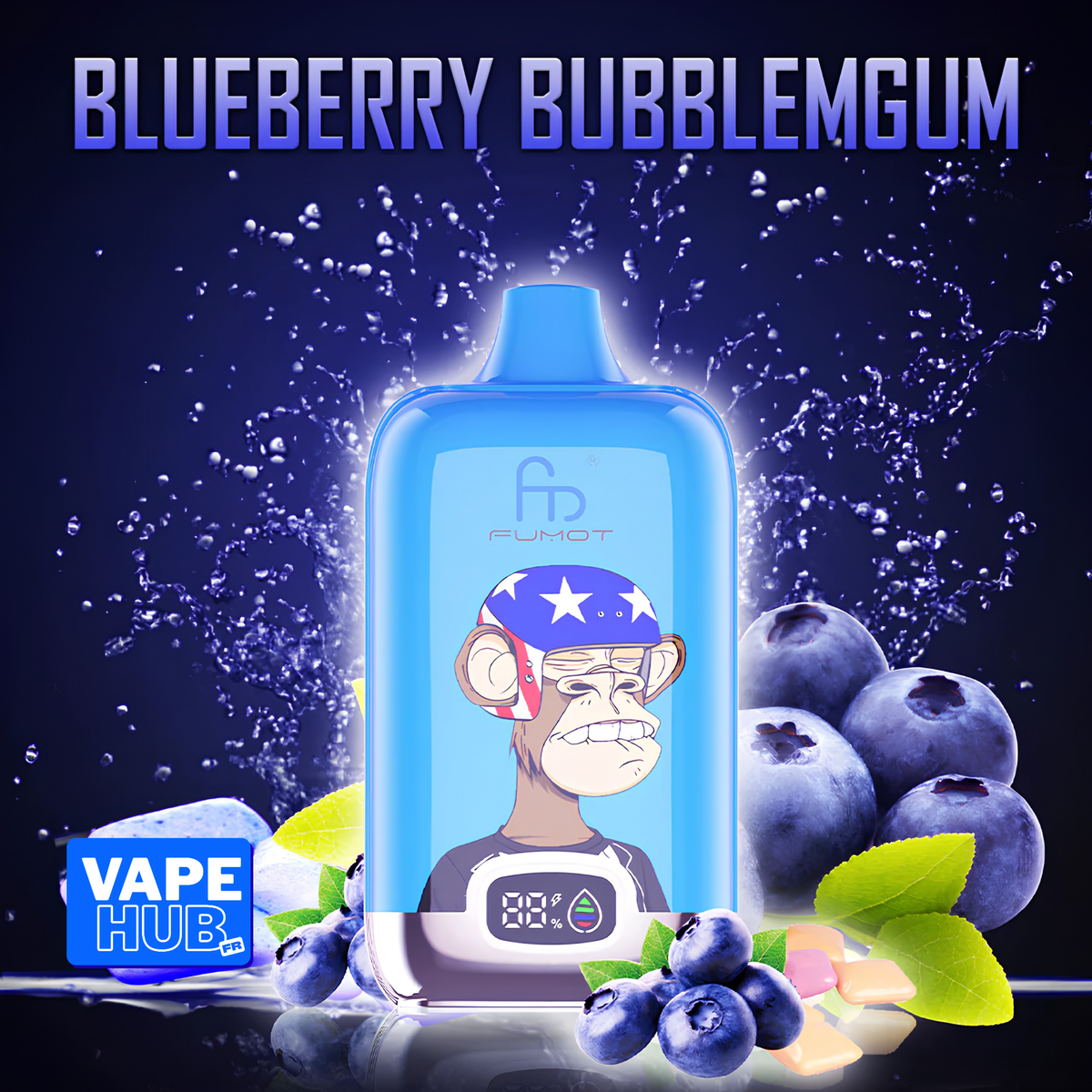 Fumot RandM Tornado 12000 12K Puffs Disposable Vape 2% Blueberry Bubblegum