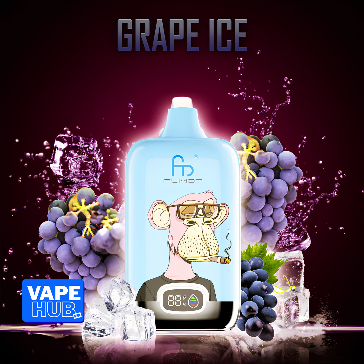 Fumot RandM Tornado 12000 12K Puffs Disposable Vape 2% Grape Ice