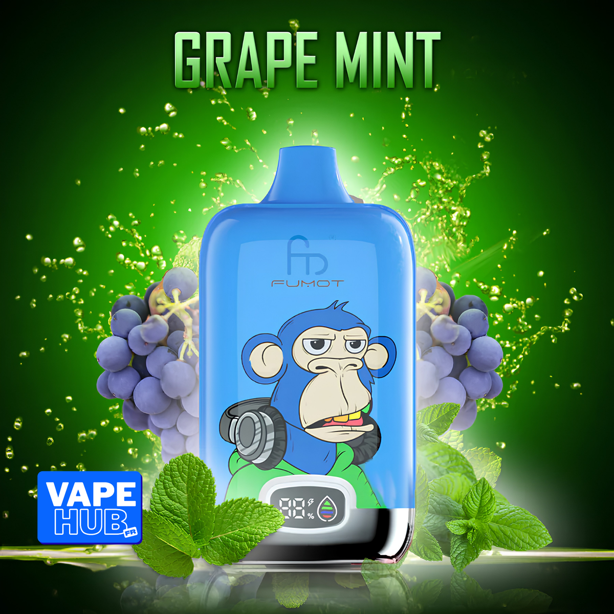 Fumot RandM Tornado 12000 12K Puffs Disposable Vape 2% Grape Mint