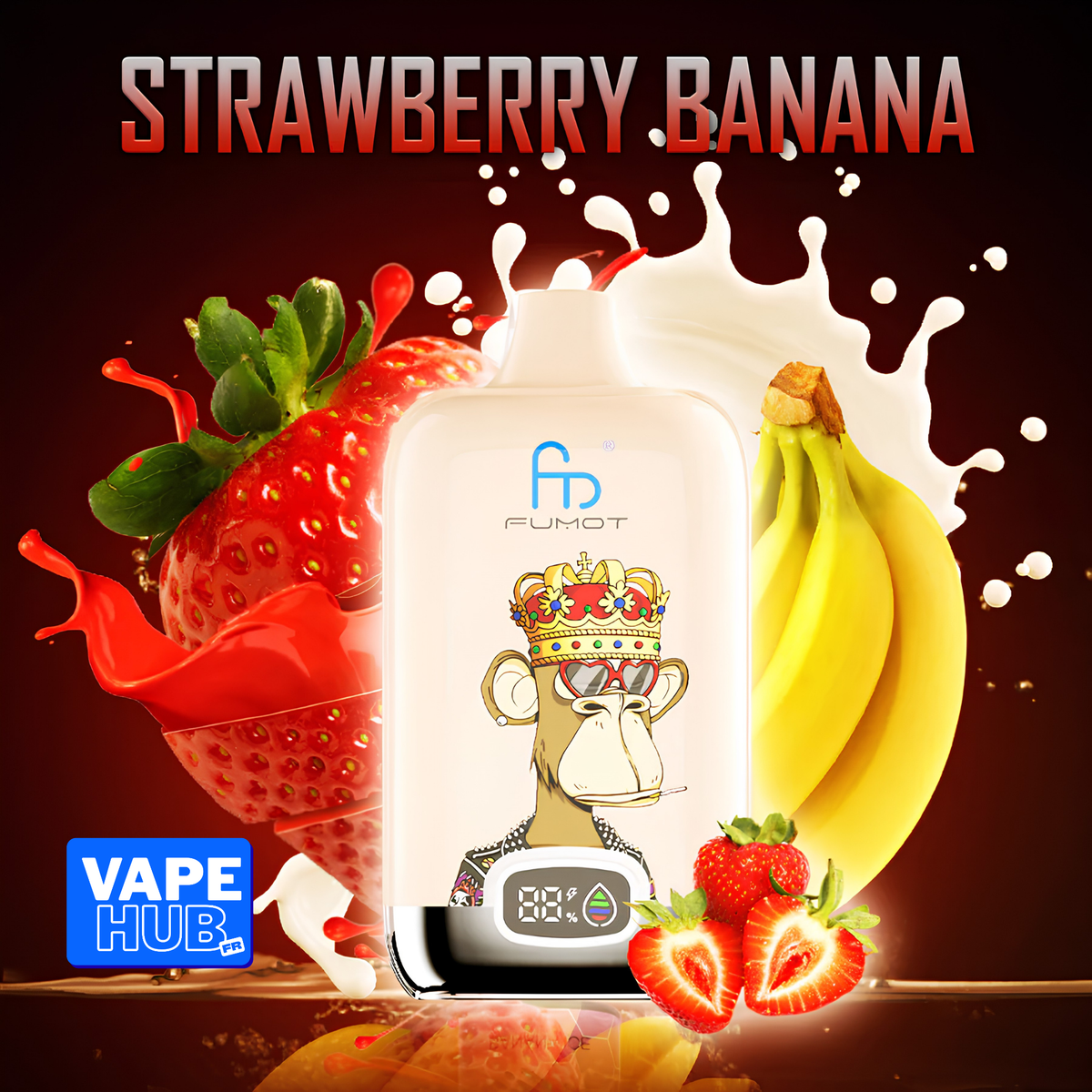 Fumot RandM Tornado 12000 12K Puffs Disposable Vape 2% Strawberry Banana