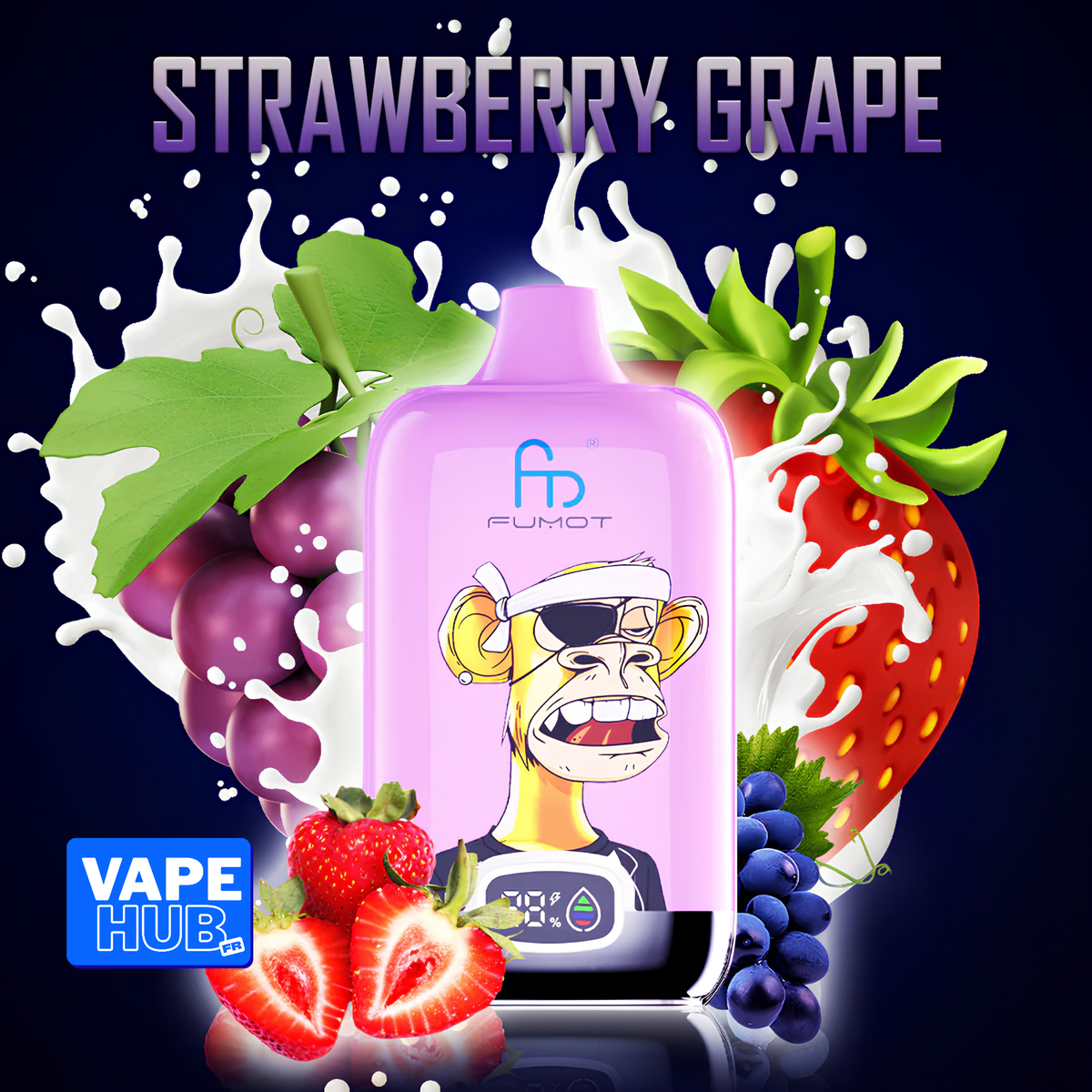 Fumot RandM Tornado 12000 12K Puffs Disposable Vape 2% Strawberry Grape