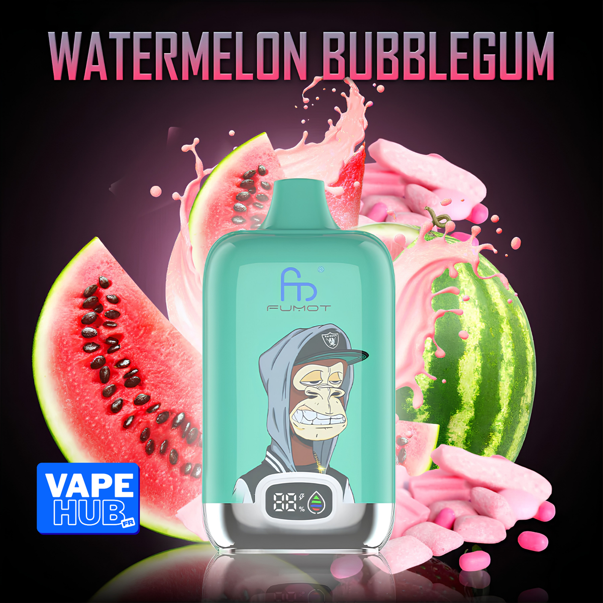 Fumot RandM Tornado 12000 12K Puffs Disposable Vape 2% Watermelon Bubblegum