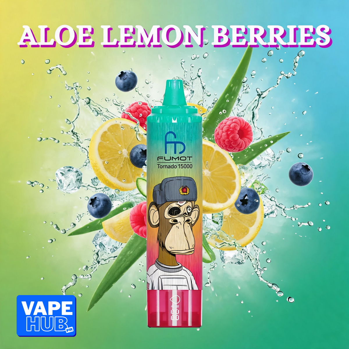 Fumot RandM Tornado 15000 15K Puffs Disposable Vape 2% Aloe Lemon Berries