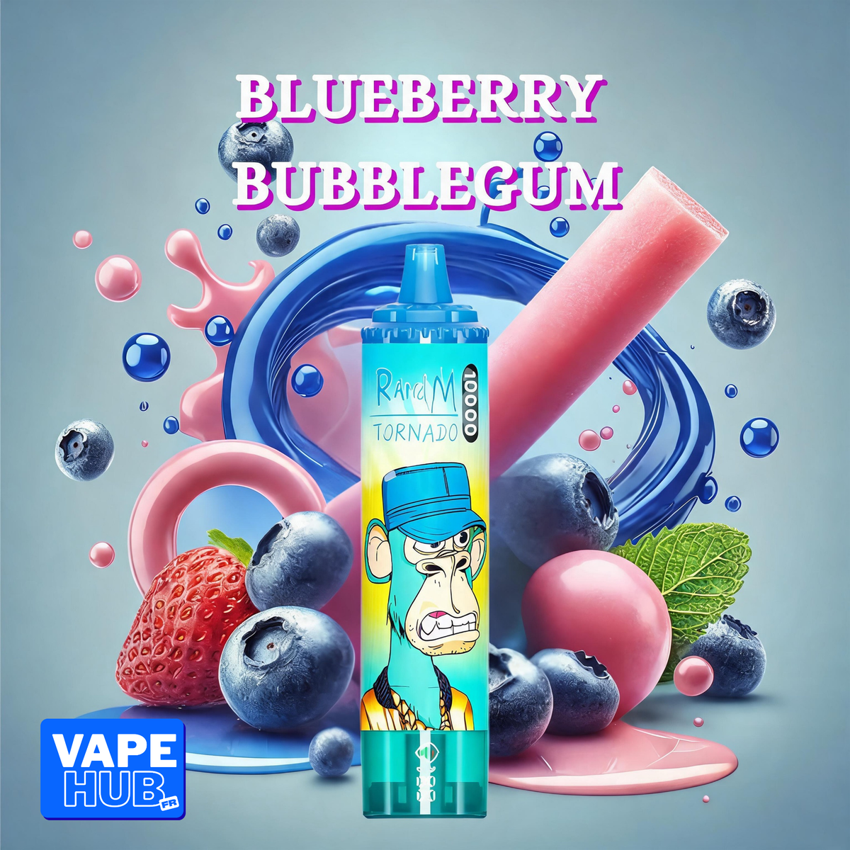 Fumot RandM Tornado 15000 15K Puffs Disposable Vape 2% Blueberry Bubblegum