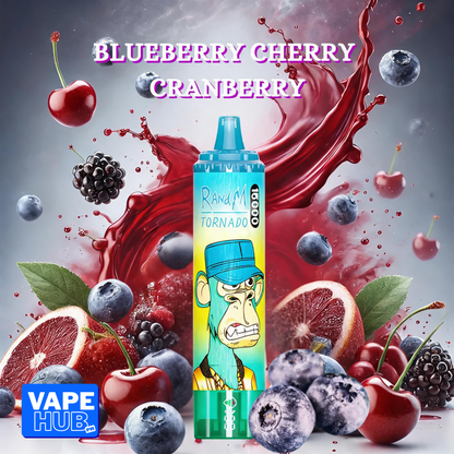 Fumot RandM Tornado 15000 15K Puffs Disposable Vape 2% Blueberry Cherry Cranberry