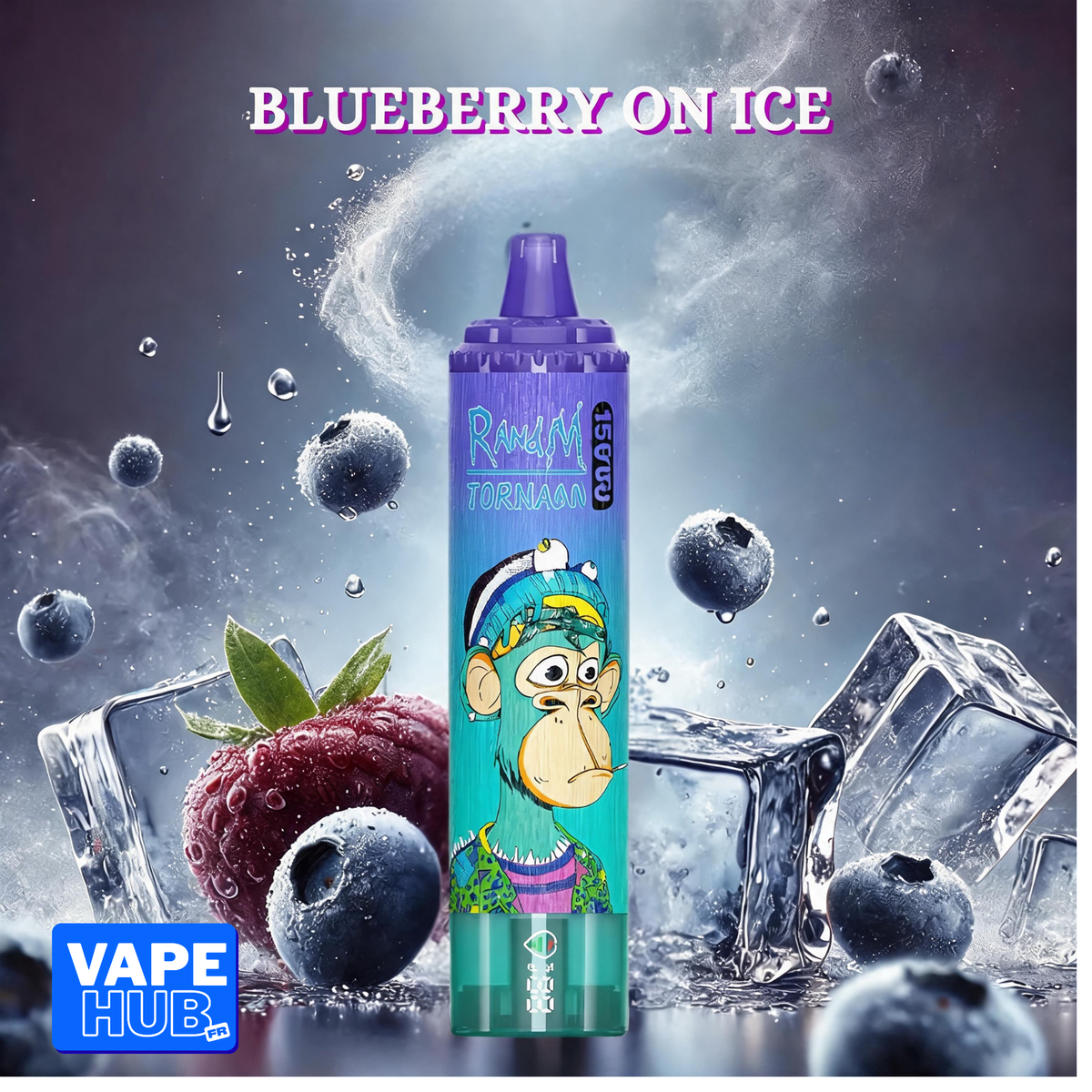 Fumot RandM Tornado 15000 15K Puffs Disposable Vape 2% Blueberry On Ice