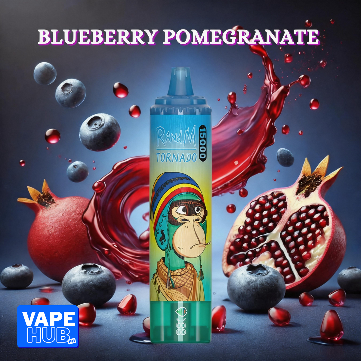 Fumot RandM Tornado 15000 15K Puffs Disposable Vape 2% Blueberry Pomegranate