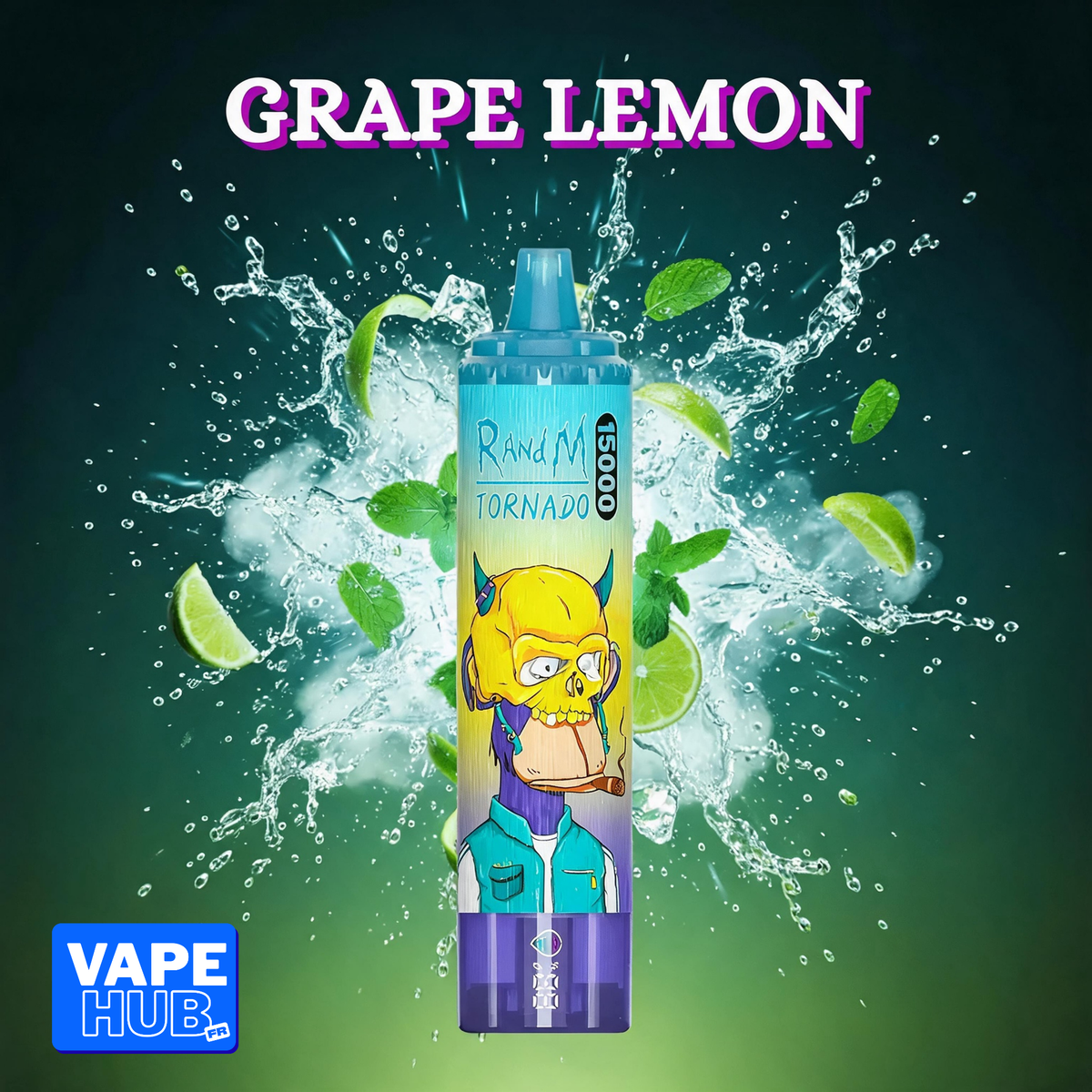 Fumot RandM Tornado 15000 15K Puffs Disposable Vape 2% Grape Lemon
