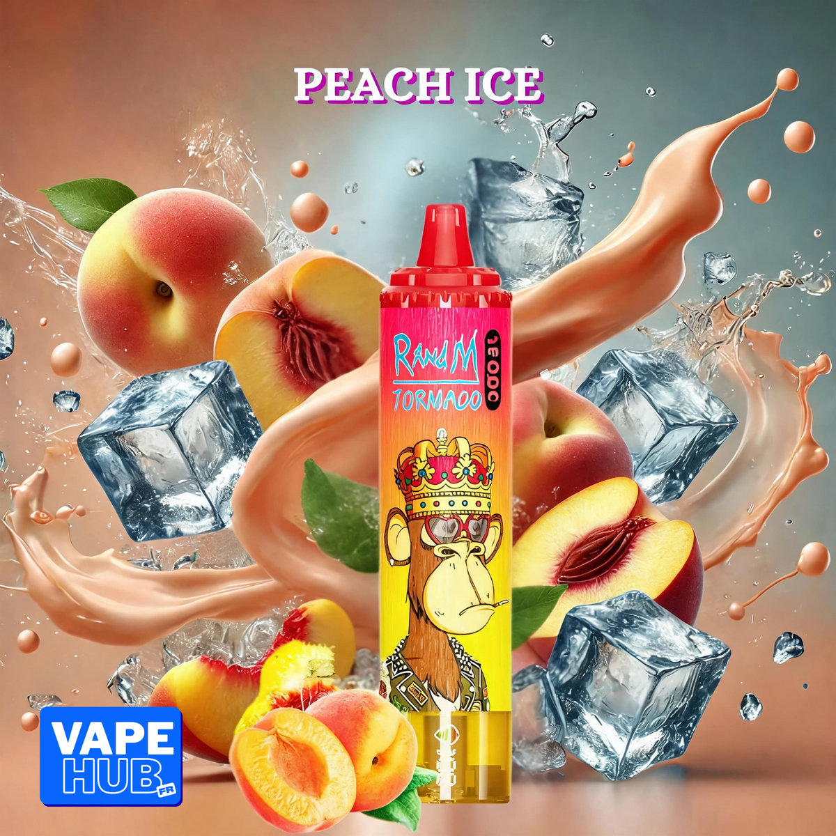 Fumot RandM Tornado 15000 15K Puffs Disposable Vape 2% Peach Ice