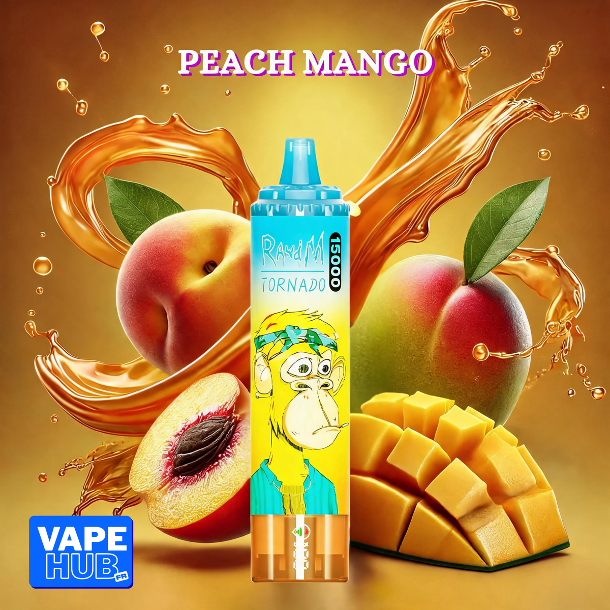 Fumot RandM Tornado 15000 15K Puffs Disposable Vape 2% Peach Mango