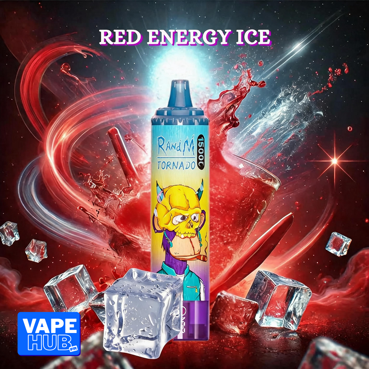 Fumot RandM Tornado 15000 15K Puffs Disposable Vape 2% Red Energy Ice