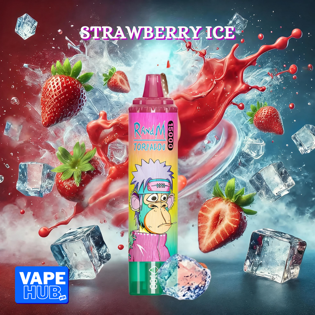 Fumot RandM Tornado 15000 15K Puffs Disposable Vape 2% Strawberry Ice