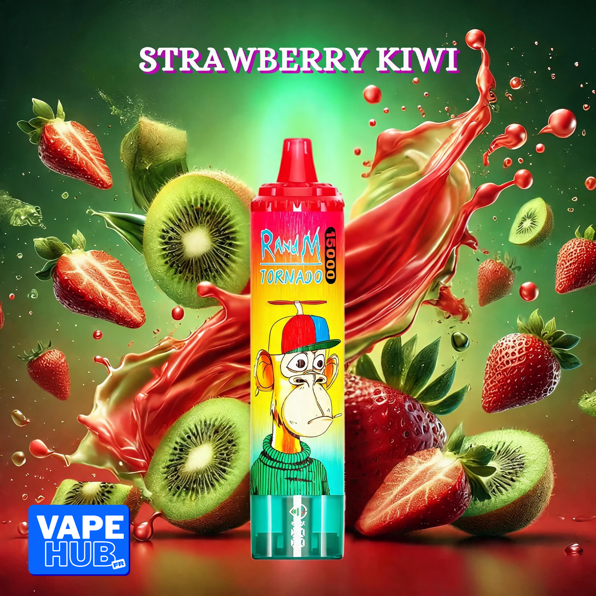 Fumot RandM Tornado 15000 15K Puffs Disposable Vape 2% Strawberry Kiwi