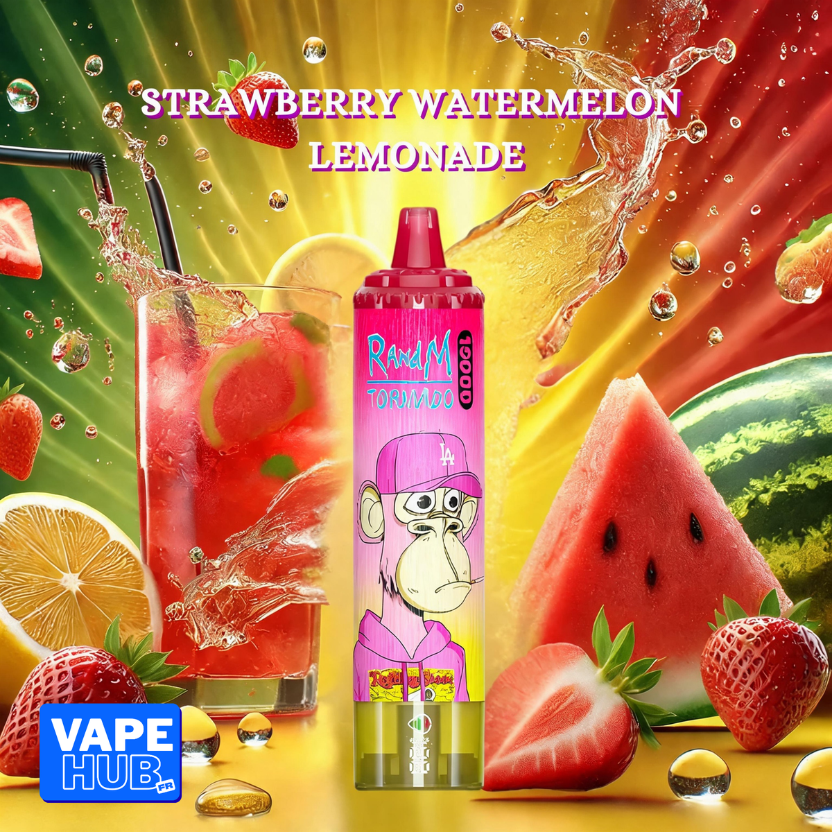Fumot RandM Tornado 15000 15K Puffs Disposable Vape 2% Strawberry Watermelon Lemonade