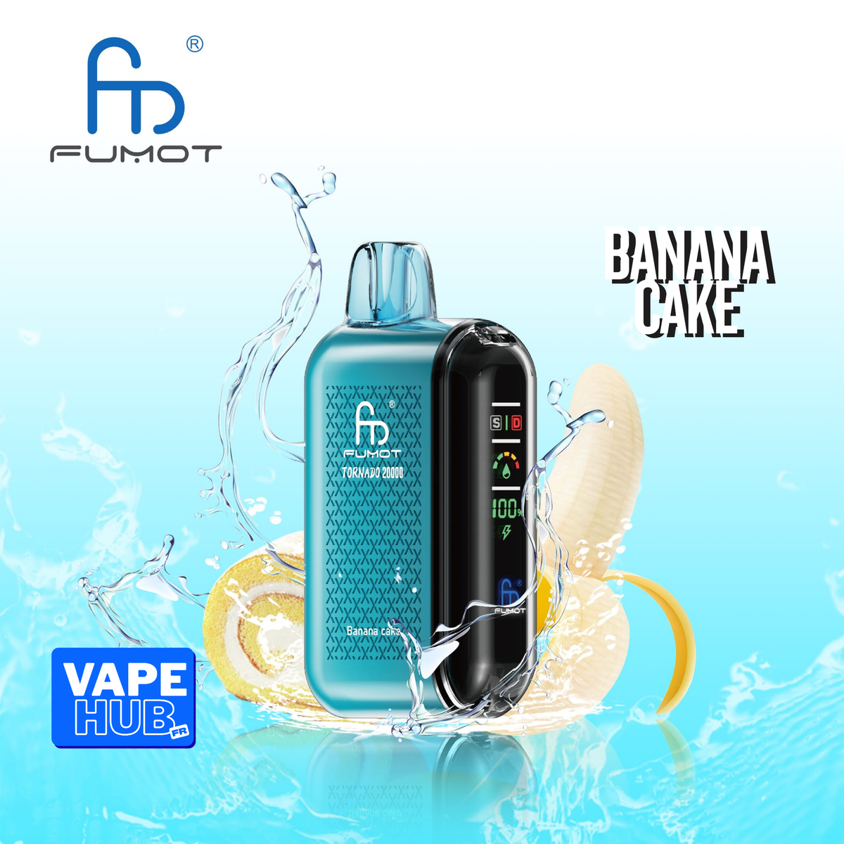 Fumot RandM Tornado 20000 20K Puffs Disposable Vape 2% Banana Cake
