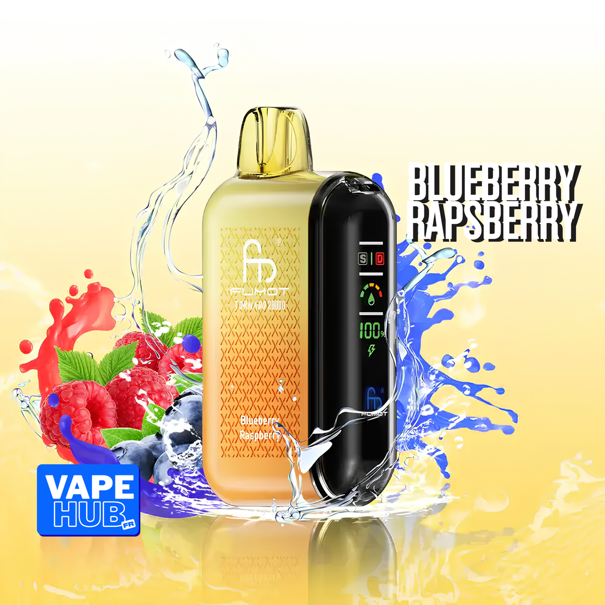 Fumot RandM Tornado 20000 20K Puffs Disposable Vape 20mg Blueberry Raspberry
