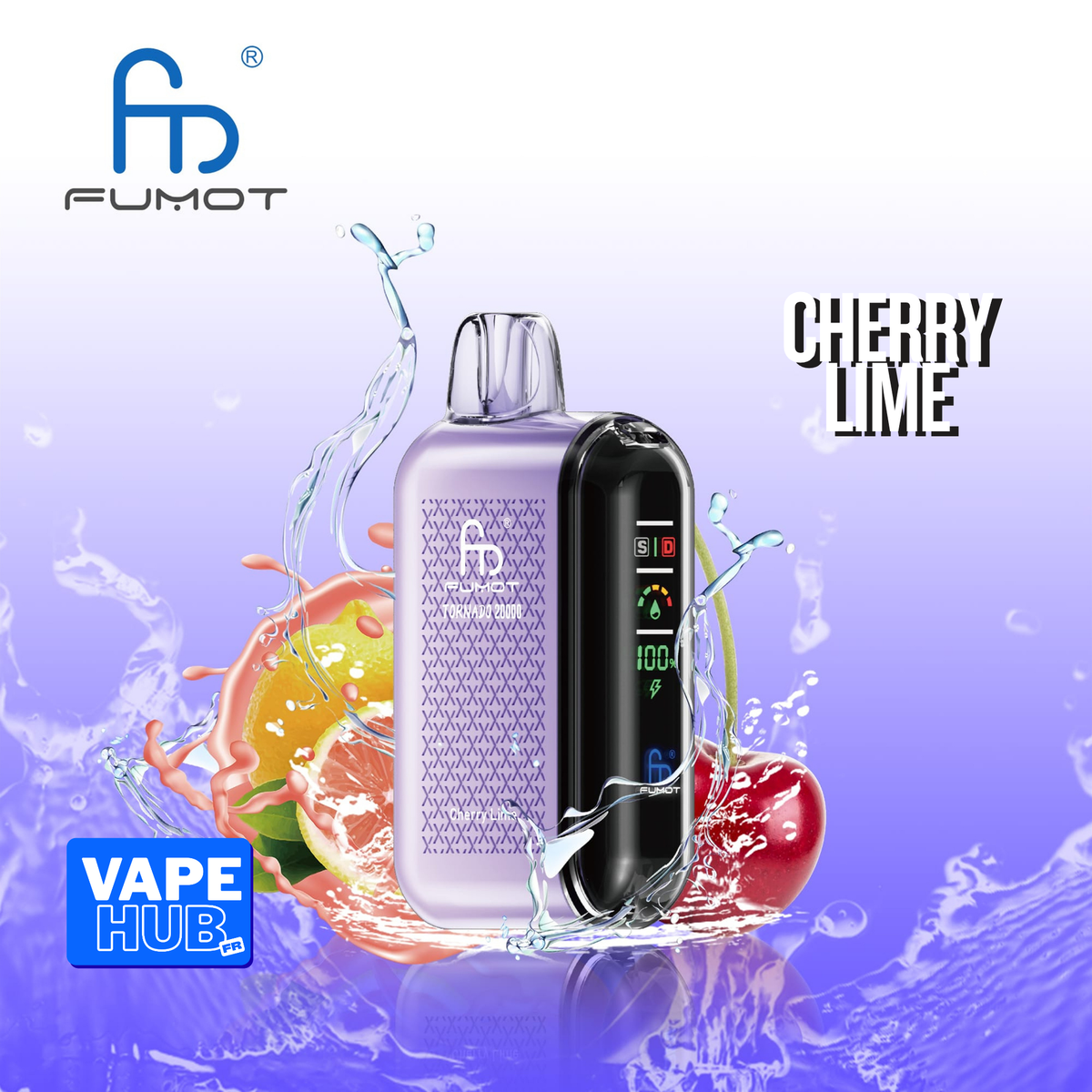 Fumot RandM Tornado 20000 20K Puffs Disposable Vape 2% Cherry Lime
