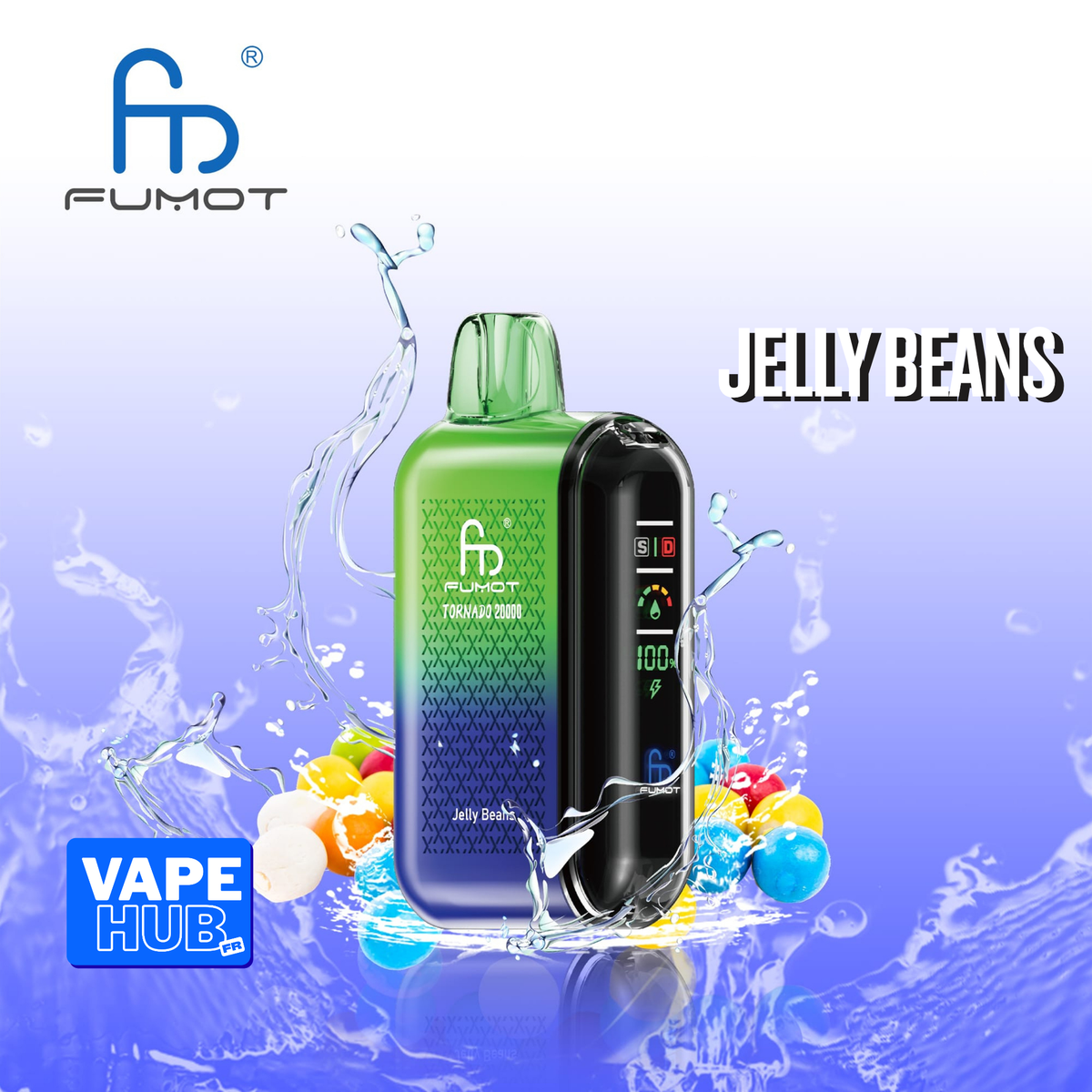 Fumot RandM Tornado 20000 20K Puffs Disposable Vape 2% Jelly Beans