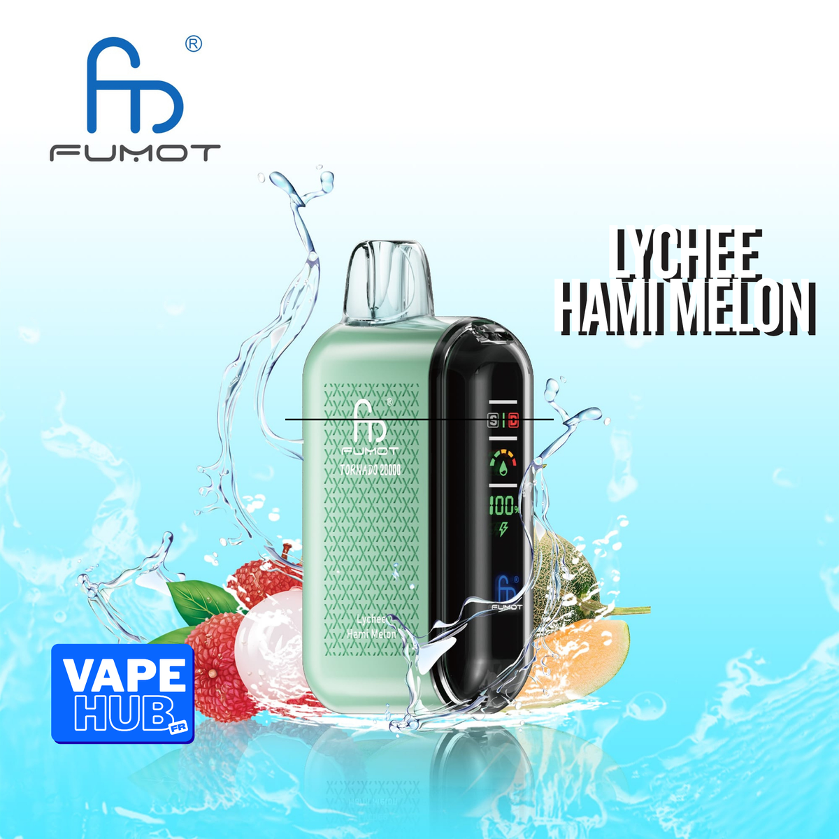 Fumot RandM Tornado 20000 20K Puffs Disposable Vape 2% Lychee Hami Melon