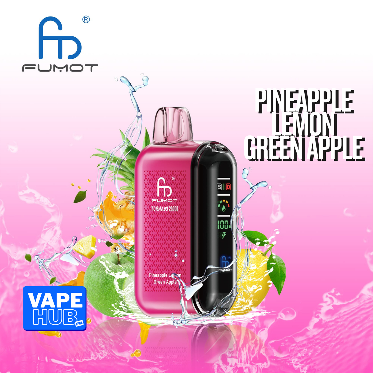 Fumot RandM Tornado 20000 20K Puffs Disposable Vape 2% Pineapple Lemon Green Apple