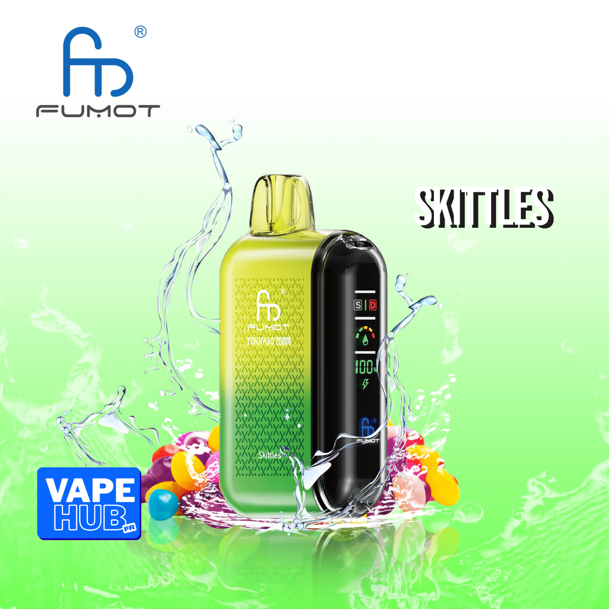 Fumot RandM Tornado 20000 20K Puffs Disposable Vape 2% Skittles