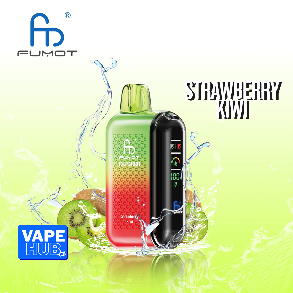 Fumot RandM Tornado 20000 20K Puffs Disposable Vape 2% Strawberry Kiwi