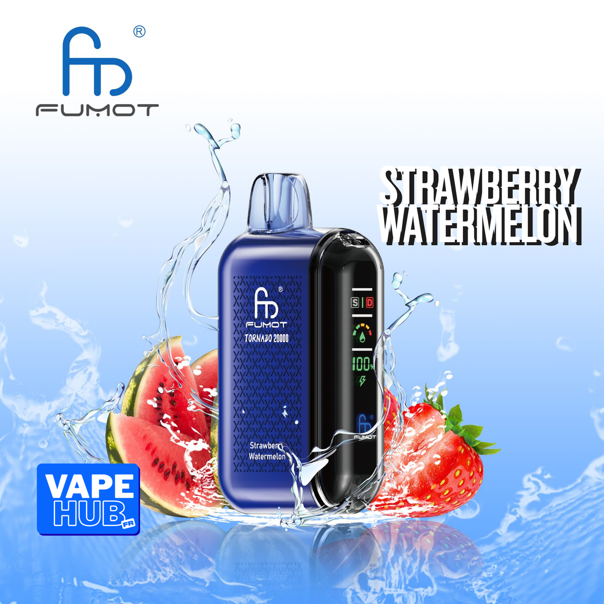 Fumot RandM Tornado 20000 20K Puffs Disposable Vape 2% Strawberry Watermelon