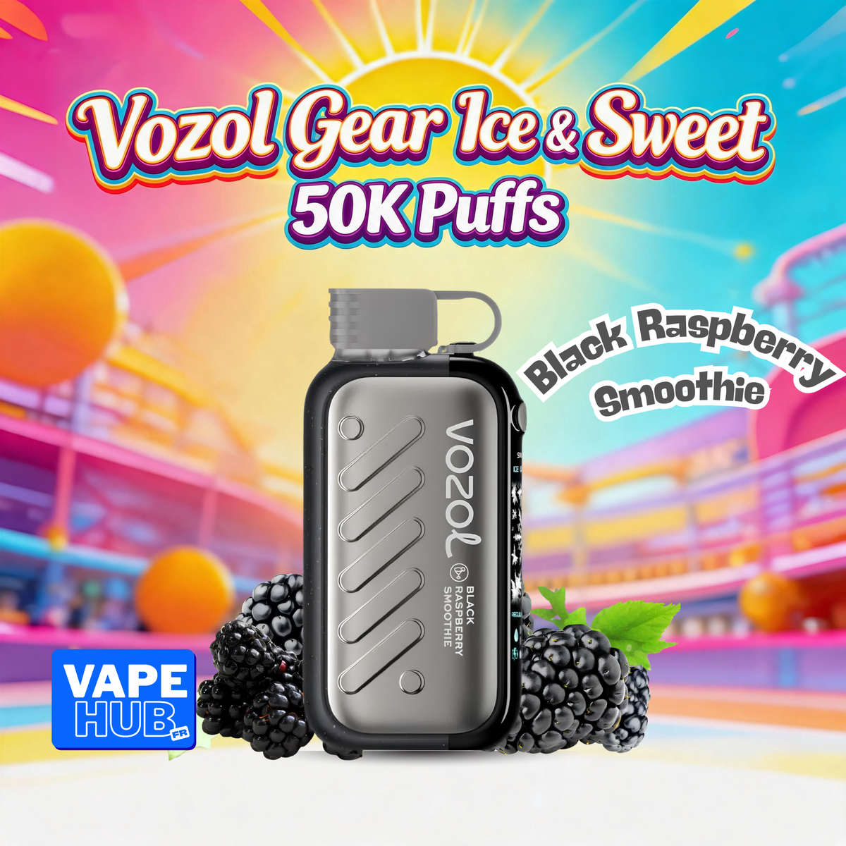 Vozol Gear Ice&Sweet 50000 50K Puffs Disposable Vape 5% Black Raspberry Smoothie