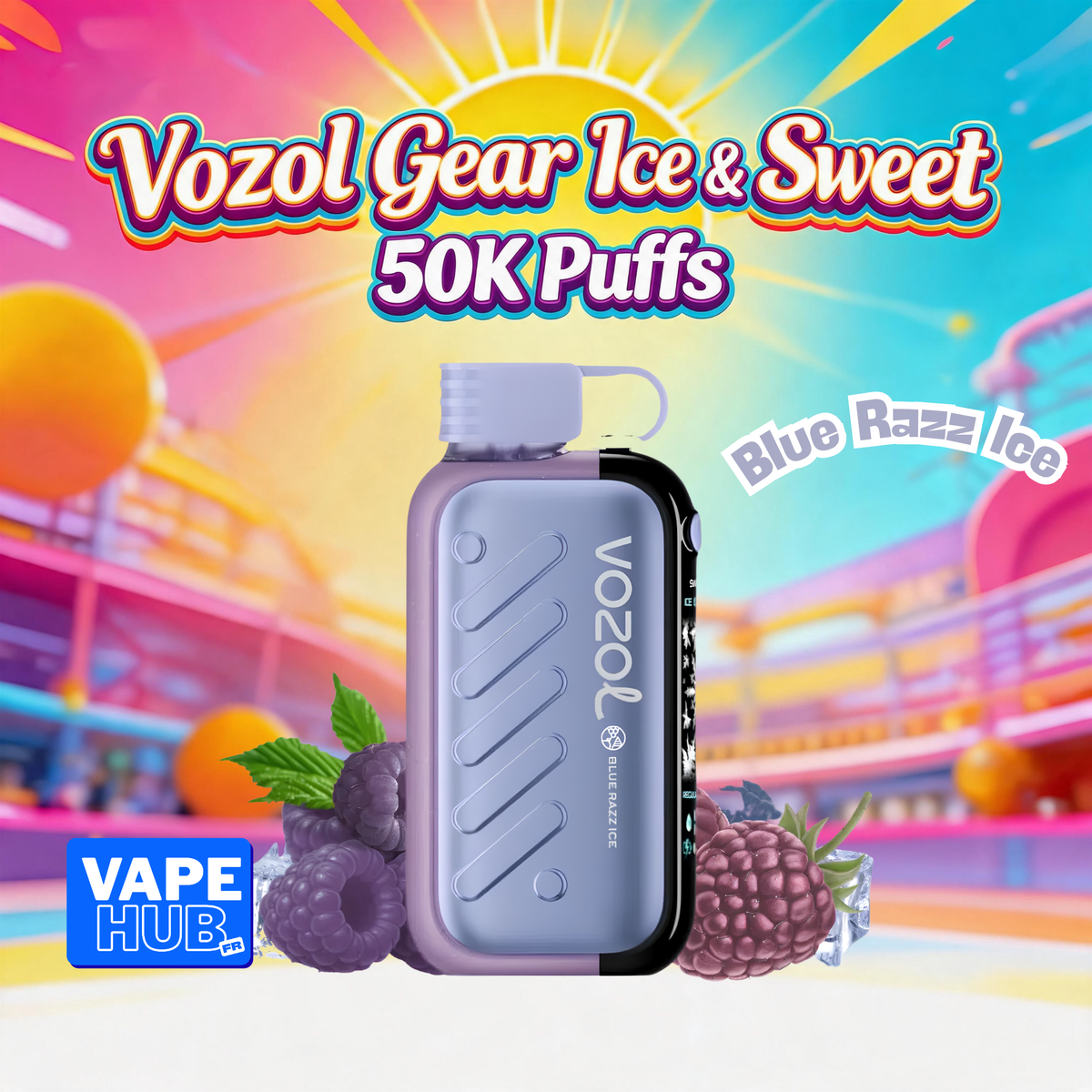 Vozol Gear Ice&Sweet 50000 50K Puffs Disposable Vape 5% Blue Razz Ice