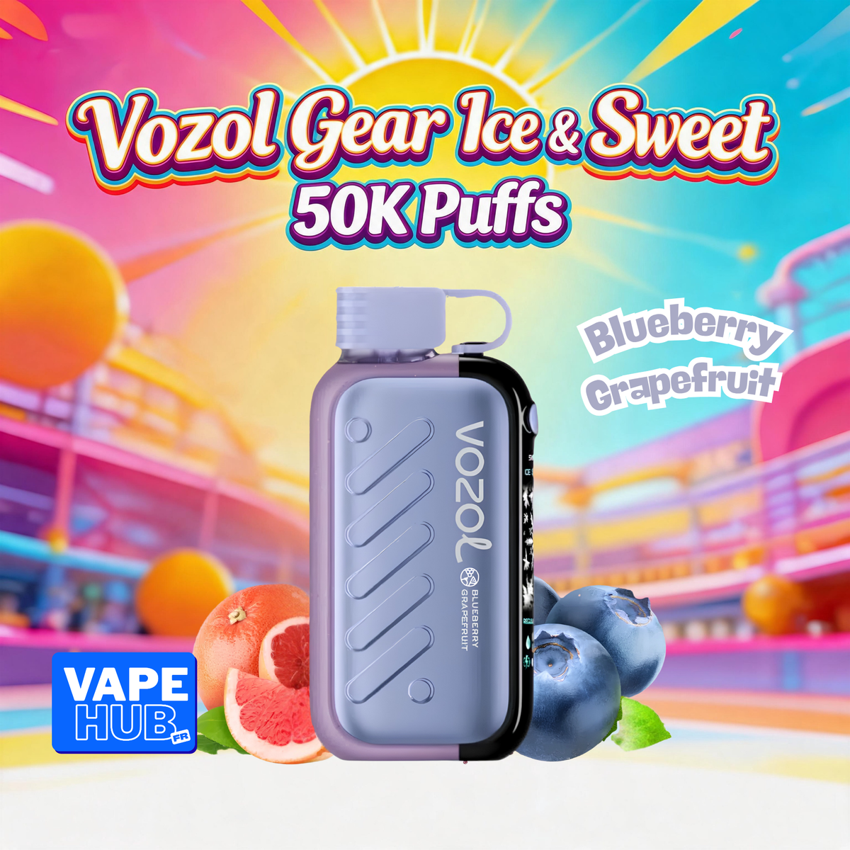 Vozol Gear Ice&Sweet 50000 50K Puffs Disposable Vape 5% Blueberry Grapefruit