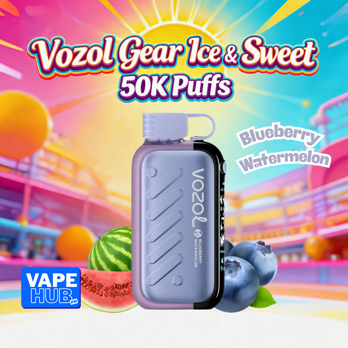 Vozol Gear Ice&Sweet 50000 50K Puffs Disposable Vape 5% Blueberry Watermelon