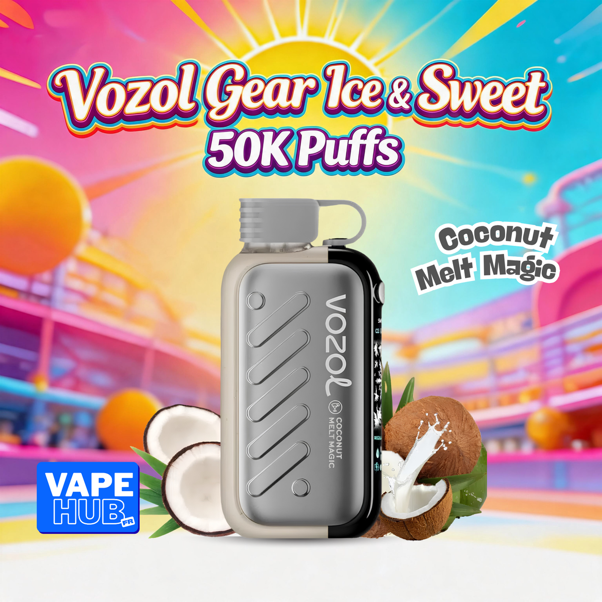 Vozol Gear Ice&Sweet 50000 50K Puffs Disposable Vape 5% Coconut Melt Magic