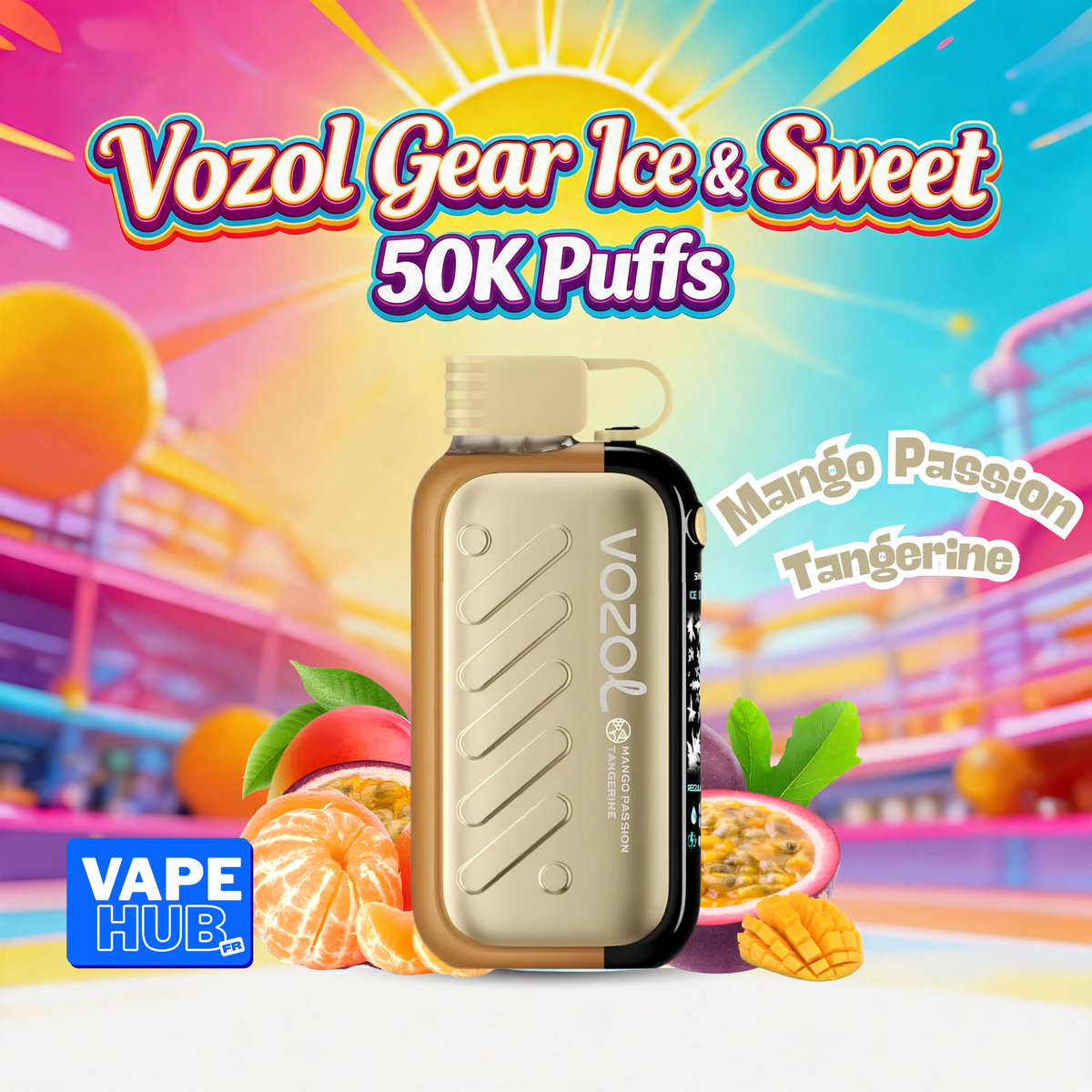 Vozol Gear Ice&Sweet 50000 50K Puffs Disposable Vape 5% Mango Passion Tangerine