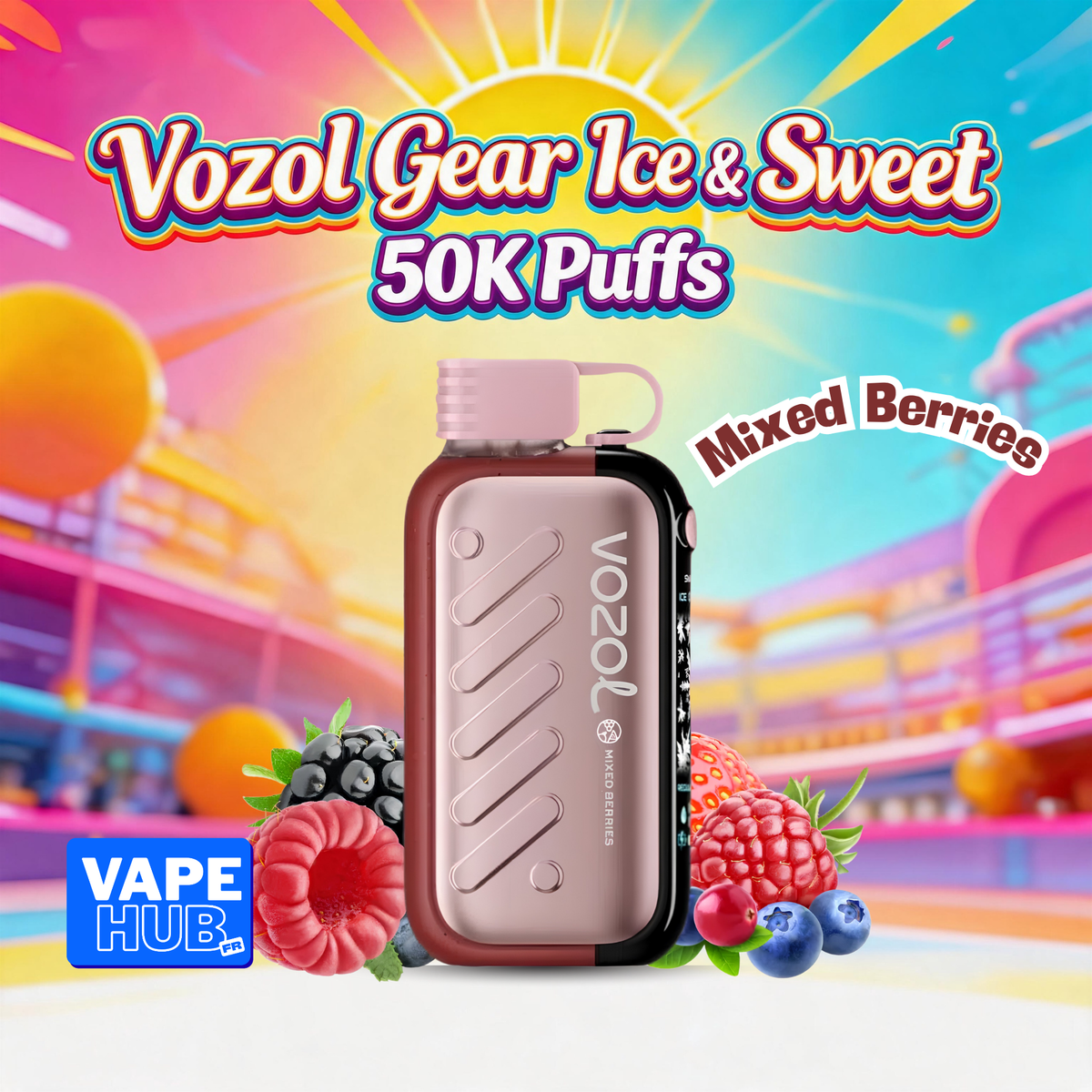 Vozol Gear Ice&Sweet 50000 50K Puffs Disposable Vape 5% Mixed Berries