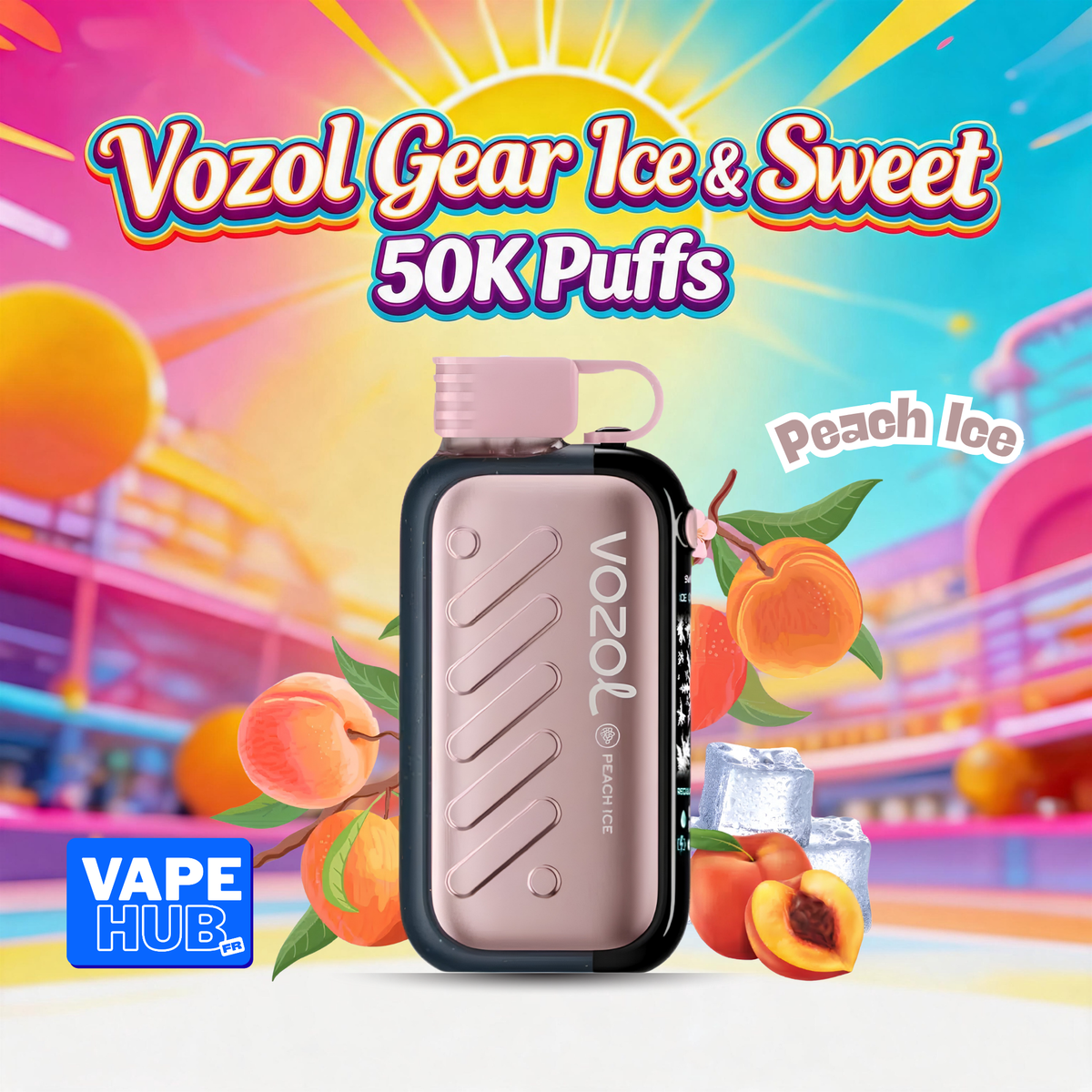 Vozol Gear Ice&Sweet 50000 50K Puffs Disposable Vape 5% Peach Ice