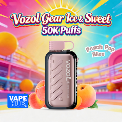Vozol Gear Ice&Sweet 50000 50K Puffs Disposable Vape 5% Peach Pop Bliss