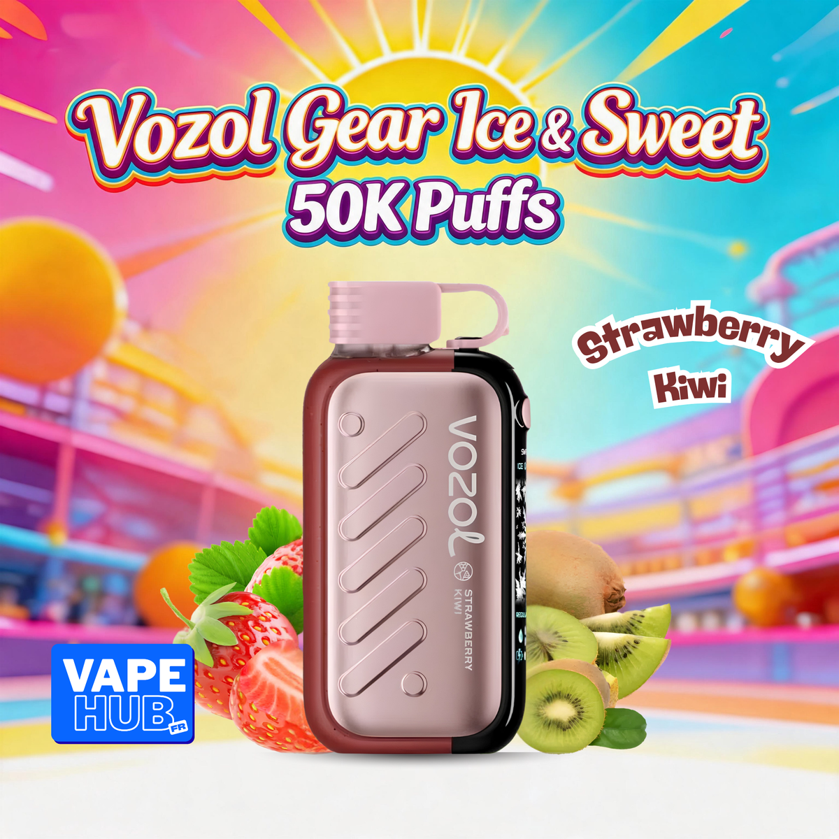 Vozol Gear Ice&Sweet 50000 50K Puffs Disposable Vape 5% Strawberry Kiwi
