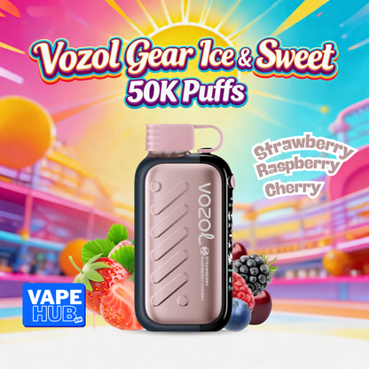 Vozol Gear Ice&Sweet 50000 50K Puffs Disposable Vape 5% Strawberry Raspberry Cherry