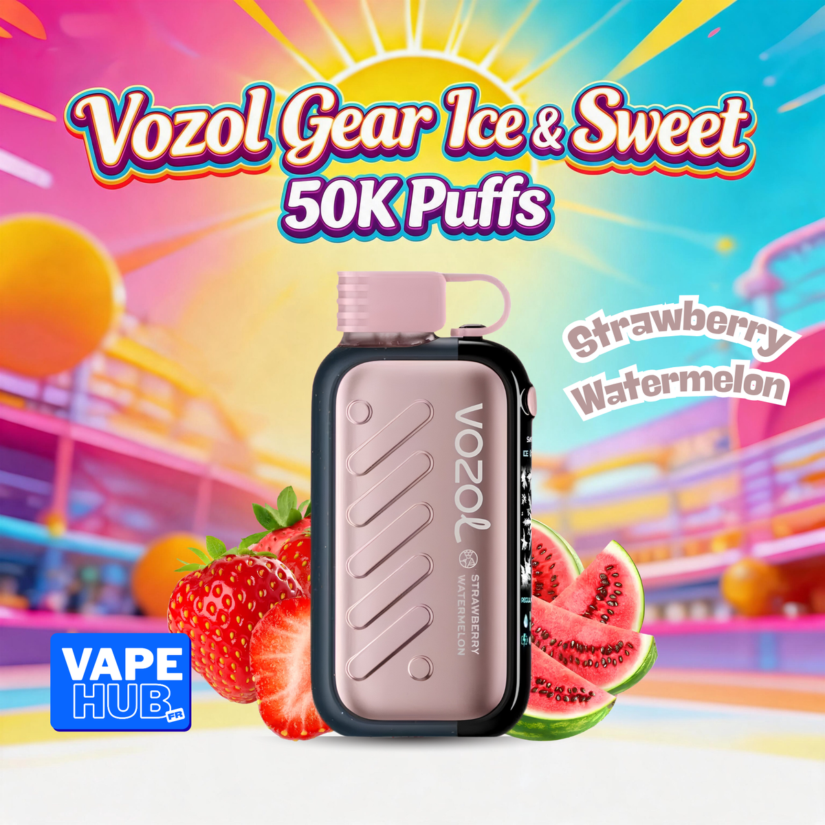 Vozol Gear Ice&Sweet 50000 50K Puffs Disposable Vape 5% Strawberry Watermelon
