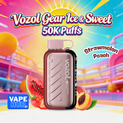 Vozol Gear Ice&Sweet 50000 50K Puffs Disposable Vape 5% Strawmelon Peach