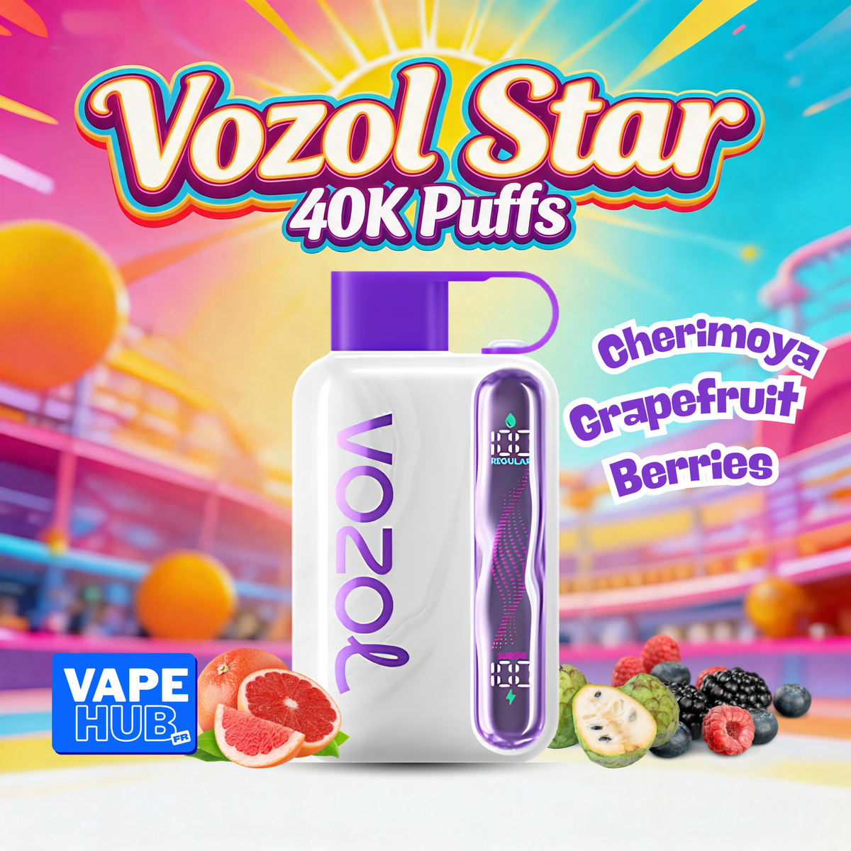 Vozol Star 40000 40K Puffs Disposable Vape 5% Cherimoya Grapefruit Berries