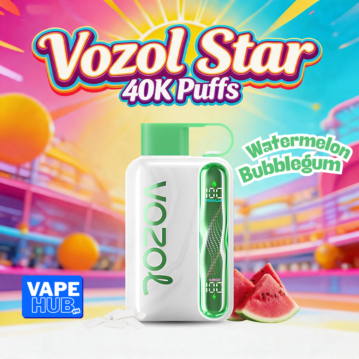 Vozol Star 40000 40K Puffs Disposable Vape 5% Watermelon Bubblegum