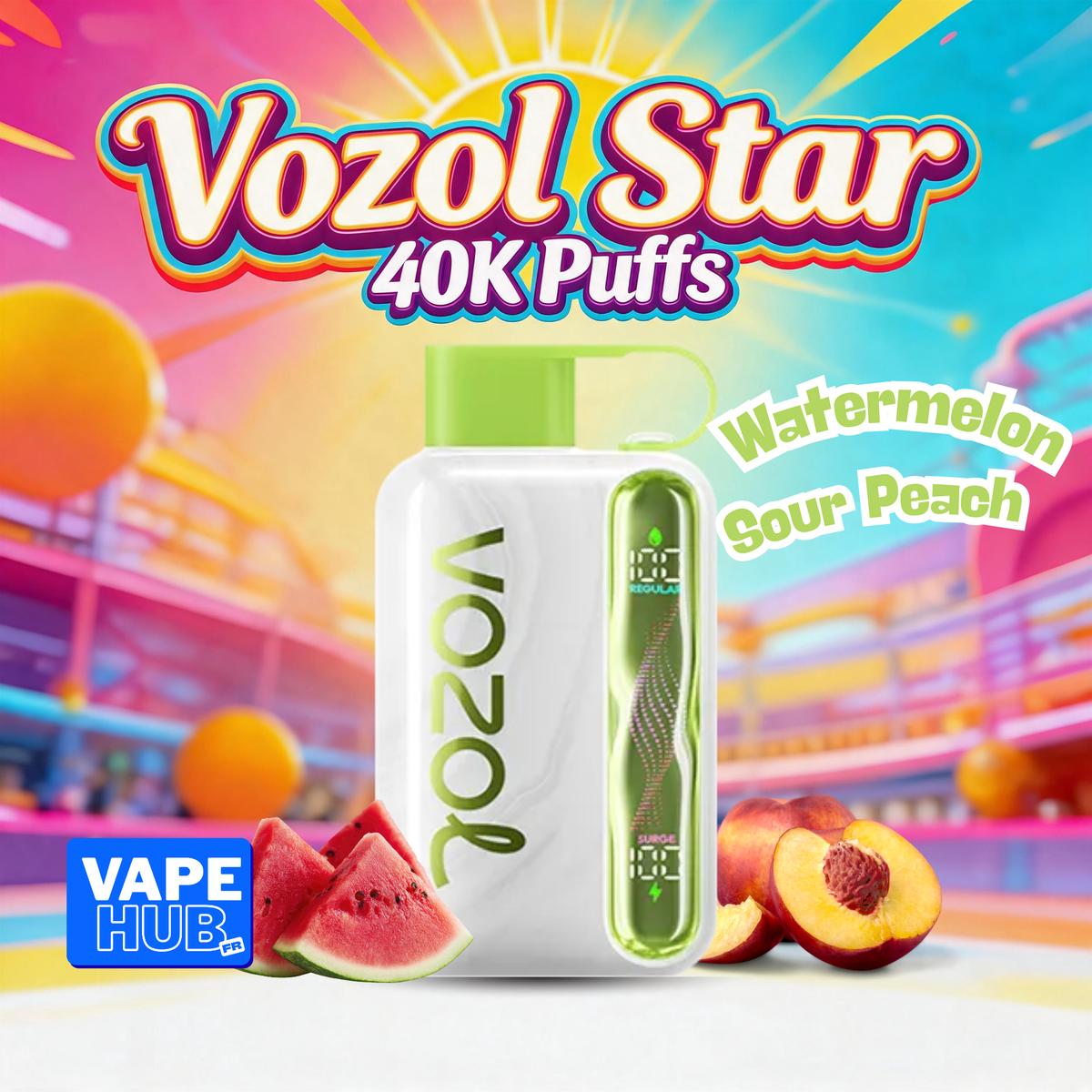 Vozol Star 40000 40K Puffs Disposable Vape 5% Watermelon Sour Peach