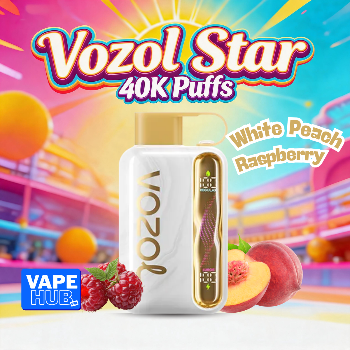 Vozol Star 40000 40K Puffs Disposable Vape 5% White Peach Raspberry