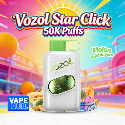 Vozol Star Click 50000 50K Puffs Disposable Vape 5% Melon Bubblegum