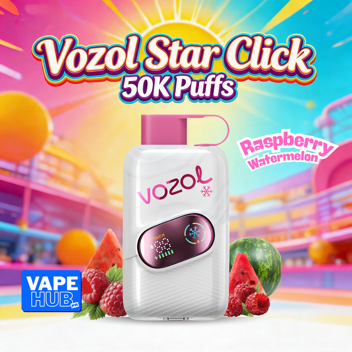 Vozol Star Click 50000 50K Puffs Disposable Vape 5% Raspberry Watermelon