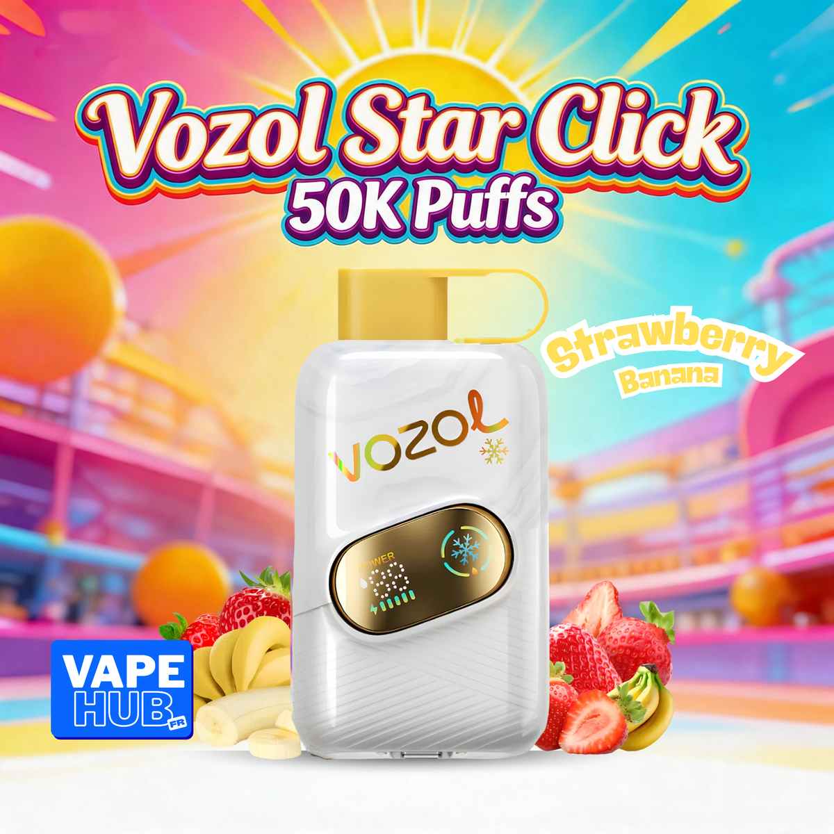 Vozol Star Click 50000 50K Puffs Disposable Vape 5% Strawberry Banana