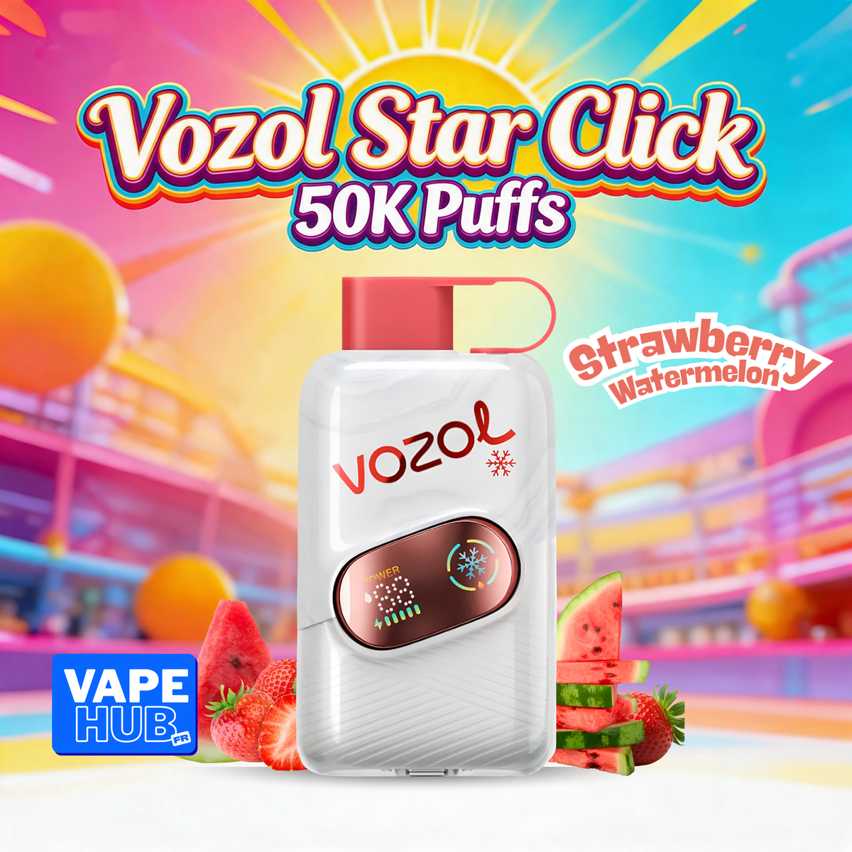 Vozol Star Click 50000 50K Puffs Disposable Vape 5% Strawberry Watermelon
