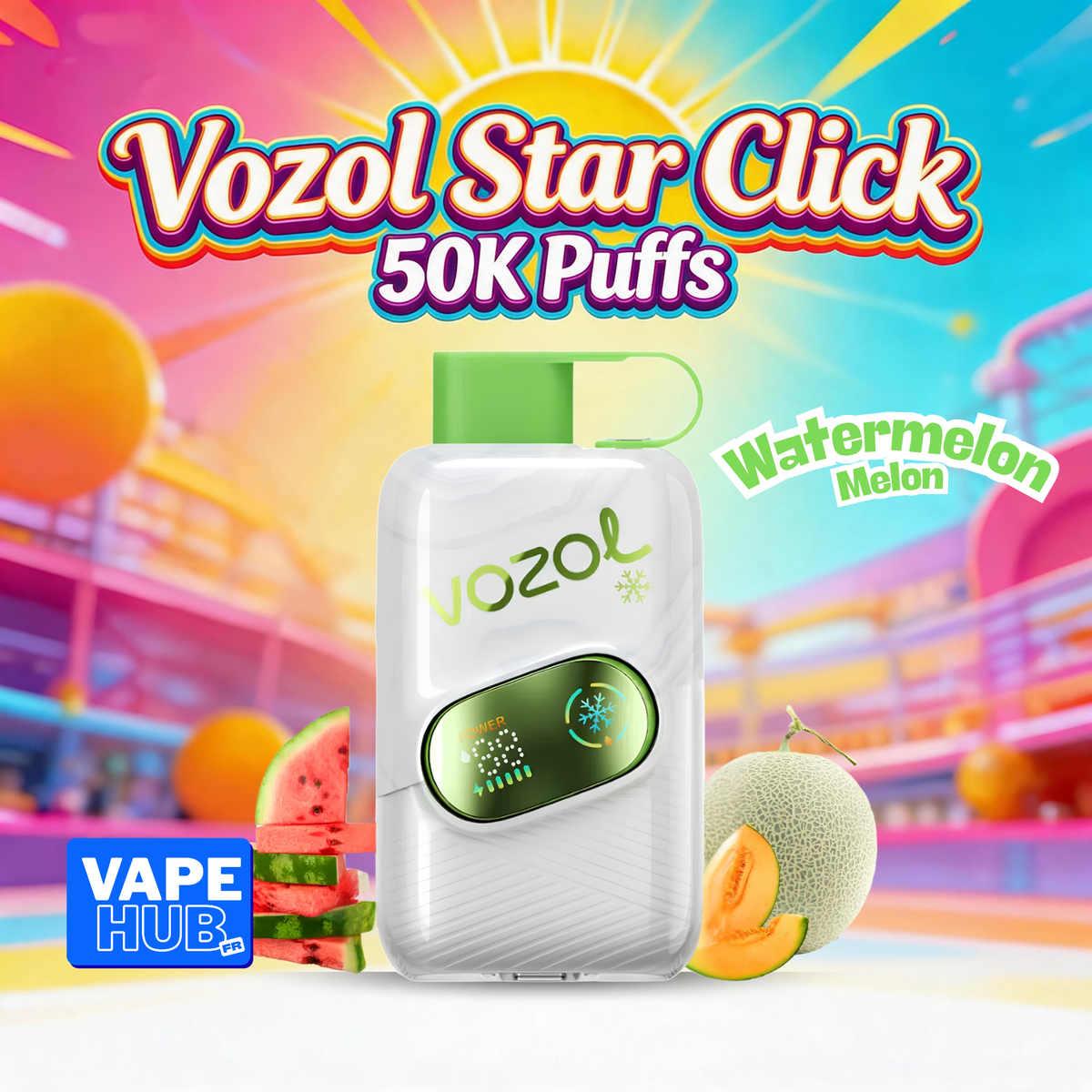 Vozol Star Click 50000 50K Puffs Disposable Vape 5% Watermelon Melon